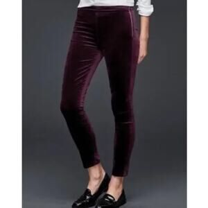 GAP Burgundy Velvet Side Zip Leggings Size 26R